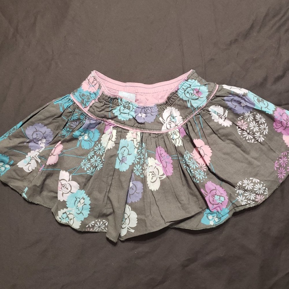 Floral Skirt Flower Designs Elastic Waist 100% Cotton Mexx 12 Month Brown Pink
